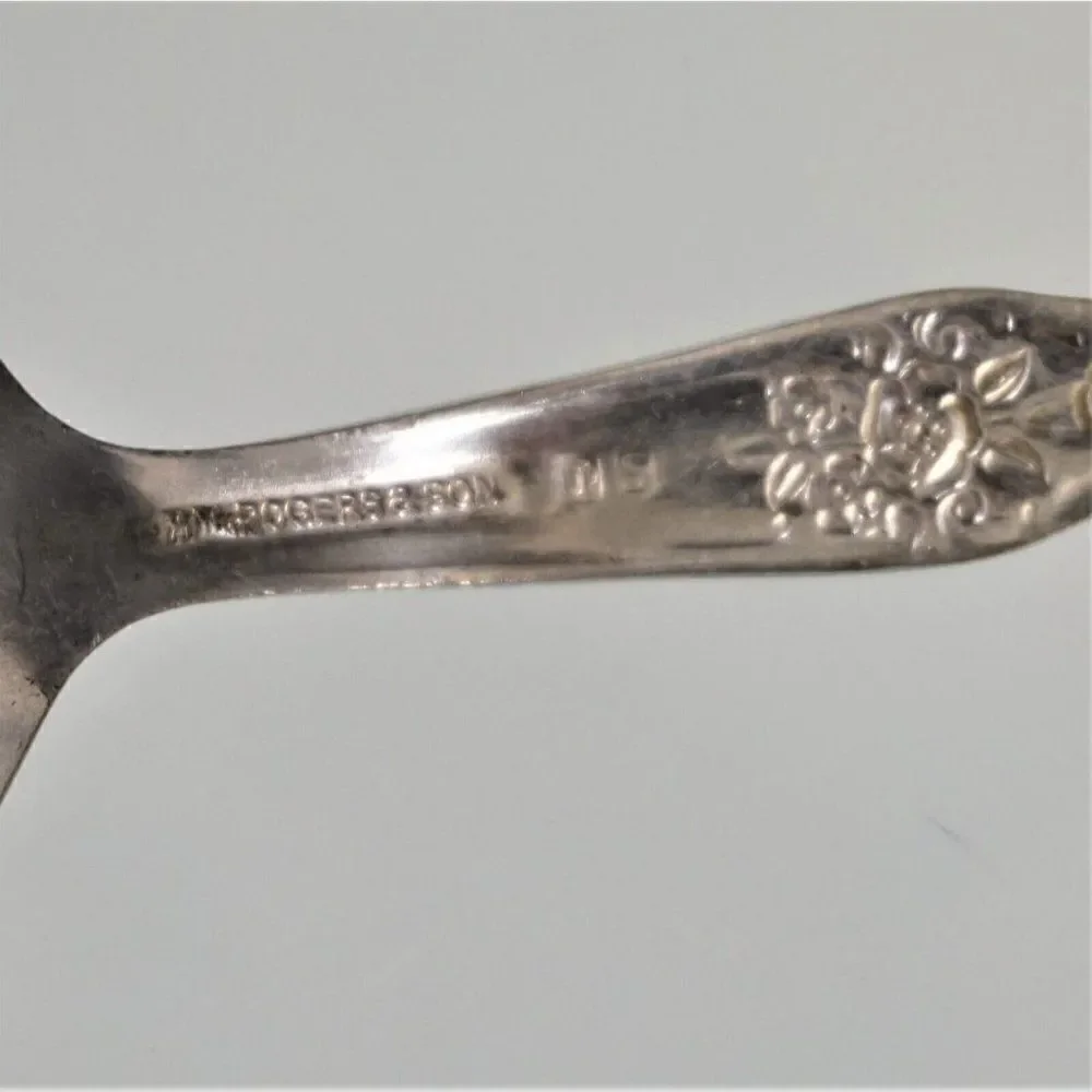 Vintage Baby Spoon Engraved JAYSON Victorian Rose Pattern Wm Rogers & Sons IS
